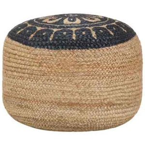 Handgefertigter Sitzpuff Blau 45 x 30 cm Jute - Bild 1 von 3