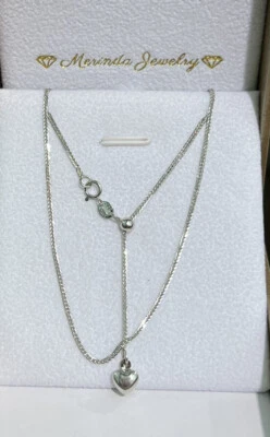 18k Solid White Gold Thin Wheat Italy Adjustable Chain Necklace. 18”. 2.0 Grams - Image 1 of 4