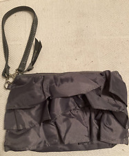 Thirty One 31 Ruffle Wristlet Bag Purse- Grey NEW