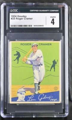 1934 GOUDEY #25 DOC CRAMER 4 VG/EX RC ROOKIE ATHLETICS 303 - Image 1 of 2