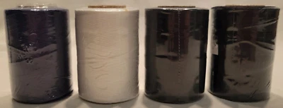 4 Coats & Clark Cotton Machine Quilting Solid Thread 1200 yds White Blue Black - Image 1 of 3