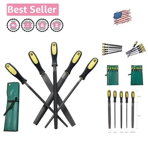 Premium 5-Piece 10-Inch Metal File Set with Polished Finish & Lifetime Warranty - Picture 1 of 11