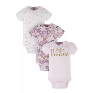 Paquete de 3 monos manga corta Gerber bebé niña varios tamaños punto floral princesa - Imagen 1 de 7
