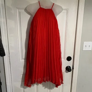 Neiman Marcus NEW Endless Rose Women's Red Pleated Sleeveless Dress Size XS - Picture 1 of 12