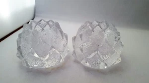 2 hermosas velas grandes de cristal Orrefors votivas luciérnaga alcachofa pat. Firmado - Imagen 1 de 4