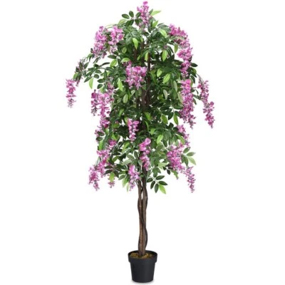 Árbol de seda artificial de glicinia de 6 pies para interiores/exteriores plantas altas decorativas falsas en maceta Foto 1 de 4