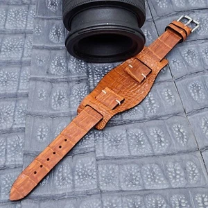 20mm/16mm Exotic Leather Bund Watch Band Military Fashion Minimalist Design - Picture 1 of 15