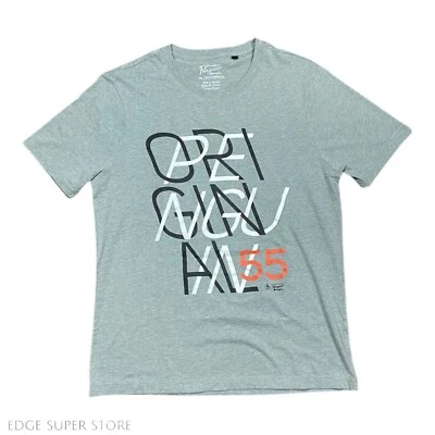 Camiseta Original Penguin 55 Gris Claro Naranja Logo Estampado Gráfico Talla XLarge Foto 1 de 4