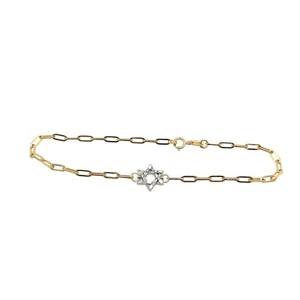 Diamond Star of David Bracelet in 9ct Yellow & White Gold - Picture 1 of 5