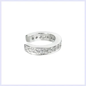 Anillo redondo de rodio sobre plata 925 STR transparente circonio circular pavimentado con puño envolvente para la oreja - Imagen 1 de 5