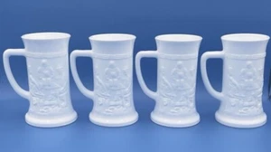Set of Four Vintage White Milk Glass Steins by Federal Glass. *Pre-Owned* - Picture 1 of 8