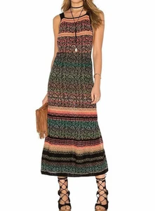 FREE PEOPLE Dress Sz S MIDNIGHT FLOWERS Split Hem Strappy Open Back Sweater Midi - Picture 1 of 14