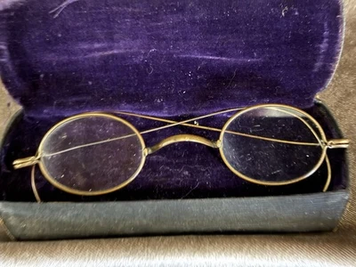 Antique 1900s Round Wire Rim Eye Glasses - Image 1 of 4