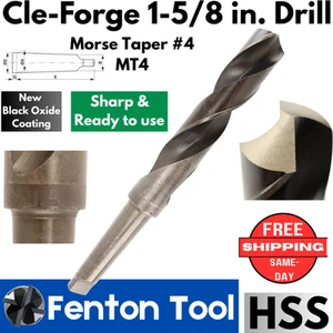 Cle-Forge 1-5/8 MORSE TAPER Drill HSS MT4 NEW Black Oxide MT 4 1.625 USA High Sp - Picture 1 of 16