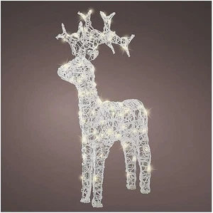 Renna Luminosa 80 LED Acrilico Morbido Trasparente Bianco Caldo 90 Cm INT EST Ti - Foto 1 di 12