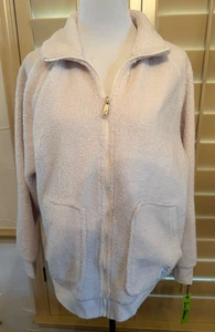 Sam Edelman Sherpa Jacket Pocket Logo Woman's Large Ivory New - Picture 1 of 4