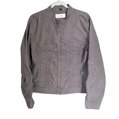 Chaqueta utilitaria Caslon para mujer talla XL gris moto fruncida manga larga cremallera completa Foto 1 de 4