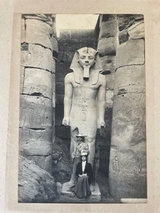 COLOSSUS OF RAMESES II, FIRST COURT LUXOR TEMPLE. LARGE 1898 PLATINUM PHOTOGRAPH - Picture 1 of 13