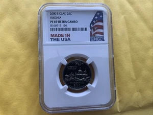 2000-S Proof State Quarter, W. Virginia, PF69 Ultra Cameo NGC, Flag Lable - Picture 1 of 5