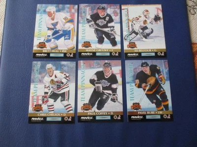 1992-1993 Score TEAM PINNACLE NHL Hockey 6 Card Set Gretzky, Jagr, Hull, Bure - Image 1 of 4