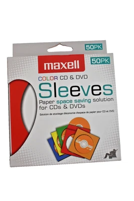 Maxell CD/DVD бумажные конверты 50-Pack многоцветный | модель CD-401 | новый и нераспечатанный - Изображение 1 из 4