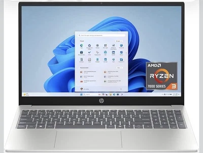 HP 15.6 inch Laptop, HD Touchscreen Display, AMD Ryzen 3 7320U, 8 GB RAM - Image 1 of 4