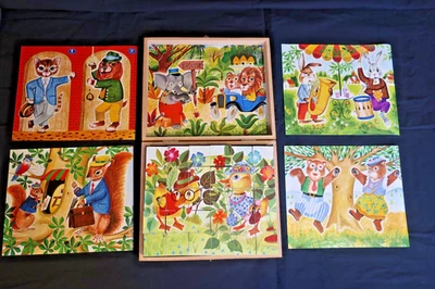 Ancienne boite de jeux Les cubes Humoristiques puzzle jouet enfant annee 1950 - Photo 1/4