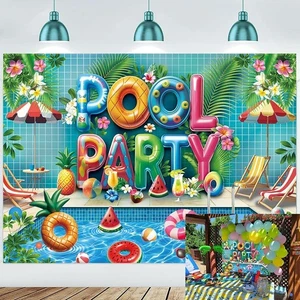 Fondo fotográfico piscina fiesta verano Hawaii playa piscina - Imagen 1 de 9