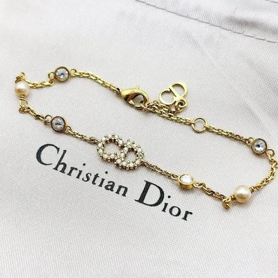 Pulsera Christian Dior CLAIR D LUNE estrás CD logotipo tono dorado de Japón Foto 1 de 4
