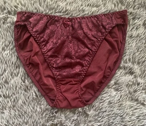 Maidenform De Colección Años 80 90 270939 Calzoncillo Pierna Alta Nylon Panty Grande Granate Satinado Encaje - Imagen 1 de 8