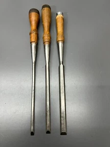 (L) VINTAGE GREENLEE 3PC BEVEL EDGE SOCKET CHISEL SET 1/4" 3/8" 1/2" CLEAN - USA - Picture 1 of 5