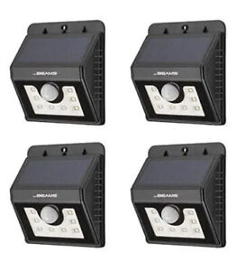 Mr Beams Solar Wedge 8 LED Security Outdoor Motion Sensor Wall Light, 4-Pack,