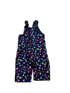 LONDON FOG Toddler Girls Snow Pants Bib Overall Style SZ 12 M Black & Dots - Picture 1 of 4