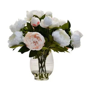 Peony Faux Floral Arrangement with Glass Vase 45.7 cm - Picture 1 of 3