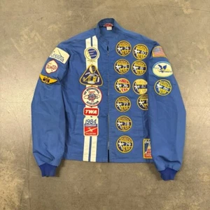 Vintage 70s 80s EAA Experimental Aircraft Osh Kosh Patchwork Zip UP Jacket M - Picture 1 of 8