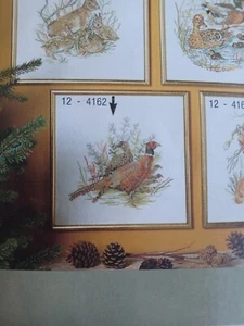 NEW, LARGE, PERMIN OF COPENHAGEN COUNTED CROSS STITCH KIT 12-4162 PAIR PHEASANTS - Picture 1 of 3