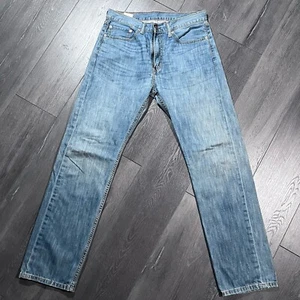 Levis Jeans Mens 34x34 Blue 505 light Wash Regular Straight American Western USA - Picture 1 of 8