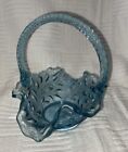 Westmoreland Rare Ice Blue Roselin / Wildflower And Lace Cut Glass Basket 