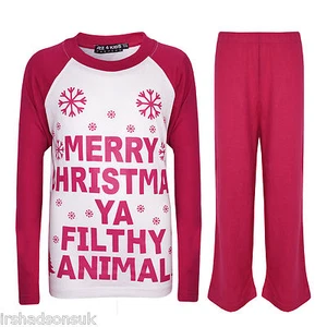 Kids Boys Girls MERRY Christmas YA FILTHY ANIMAL Christmas Pyjamas Size 5-13 Yrs - Picture 1 of 4