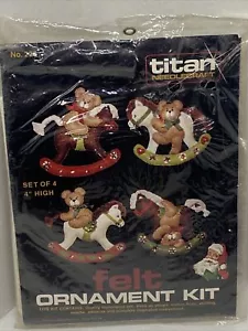 VTG Titan Needlecraft Felt Ornament Kit #228 Rocking Horse Teddy Bear Christmas - Picture 1 of 2
