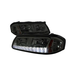 00-05 Chevy Impala Smoked Lens Headlights w/ White LED Strip Head Lamp Pair - Picture 1 of 2