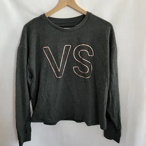 VS Victoria Sport Gray and Pink Glitter Sweatshirt Victoria's Secret Women's M - Picture 1 of 6