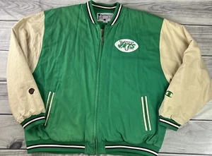 Vintage New York Jets Champion Varsity Jacket Mens Size XXL Faded Green Full Zip - Picture 1 of 16