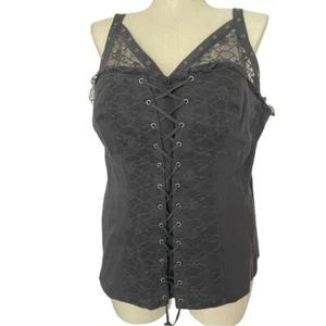 Tripp NYC Daang Goodman Tank Top Black Skull Lace Up Sleeveless Goth NWT Size 4X - Picture 1 of 14