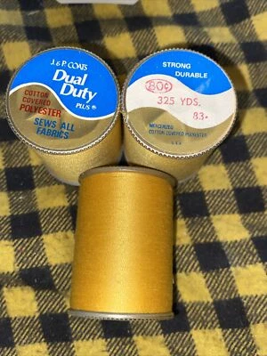 3 Lot Coats & Clark Golden Rod 74 Dual Duty Sews All Fabrics Thread 300 Yd Ea - Image 1 of 4