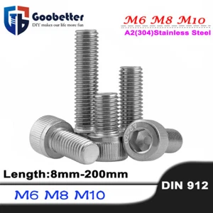 M6 M8 M10 SOCKET CAP SCREWS BOLTS A2/304 STAINLESS STEEL ALLEN SCREW HEX DIN 912 - Picture 1 of 66