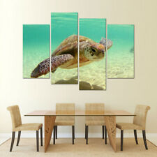Underwater Giant Green Sea Turtle 4 Panel Canvas Print Wall Art Home Decor