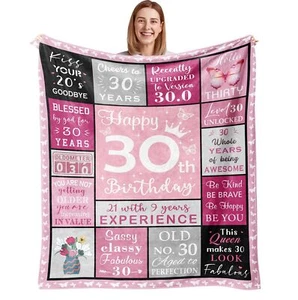 30th Birthday Gifts for Her 30th Birthday Decorations Blanket 50"X60" Happy 3... - Picture 1 of 7