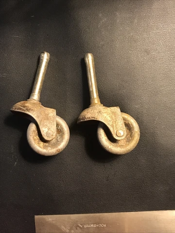 Set Of 2 Vintage All Metal Casters 1” Wheels for Furniture Working Cover