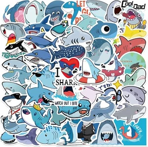 100PCS Shark Stickers, Cute Ocean Shark Aesthetic Decals Vinyl Waterproof Sticke - Picture 1 of 7